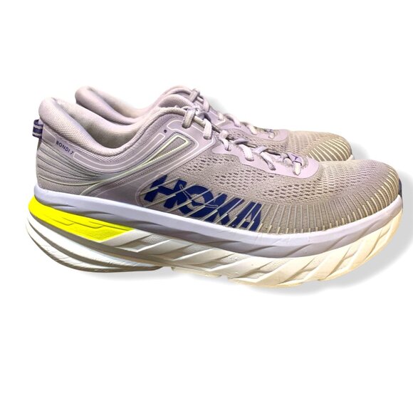 Hoka One One Bondi 7 Women's Running Shoes 10.5 Lavender Yellow Cushioned Read - Picture 2 of 15